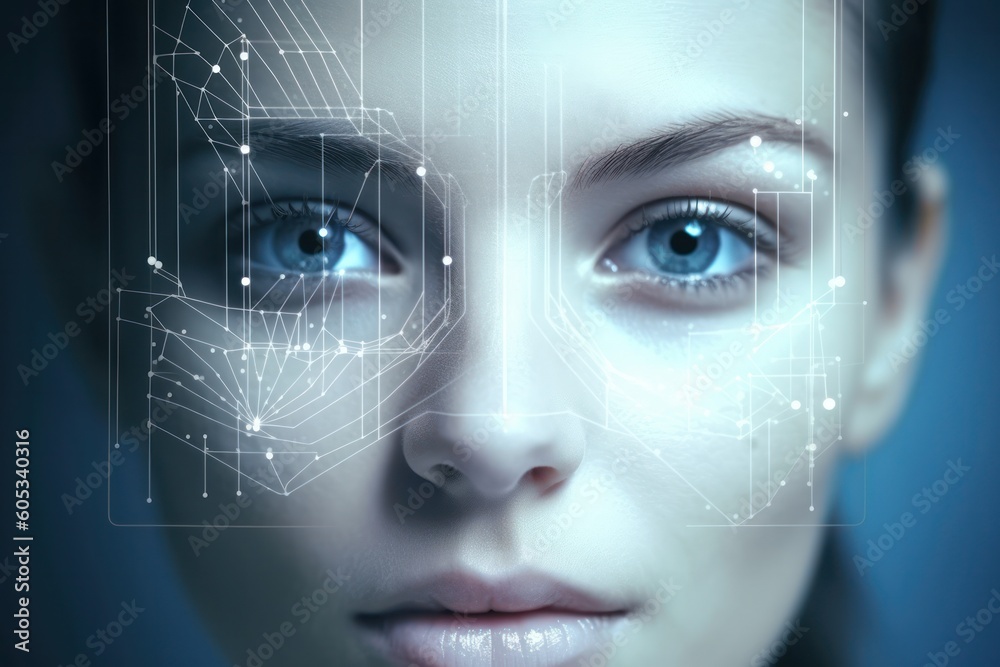 Poster biometric identification innovative security system based on facial recognition, user verification