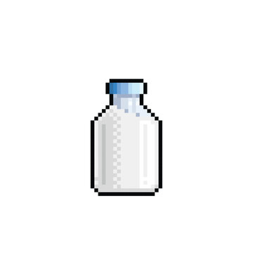 milk bottle in pixel art style