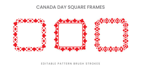 Canada day maple leaf pattern brush square frames wreaths