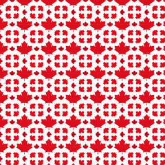 Seamless pattern with red maple flowers, Canada day