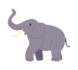 cute elephant in cartoon style. side view. isolated on white background. flat vector illustration.