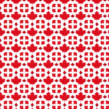 Seamless pattern with red maple flowers, Canada day