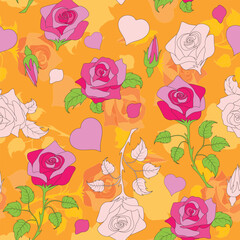 Seamless pattern with roses, vector illustration. Perfect for background greeting cards and invitations for weddings, birthdays, Valentine's Day, and Mother's Day.