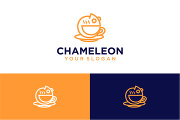 chameleon logo design with cup © raini syaikhlendra
