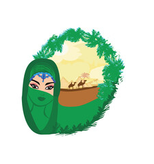Arabian woman in the desert - 605341900