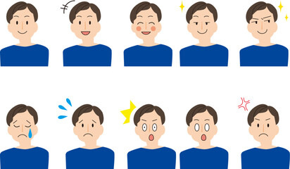 様々な表情の男性