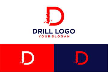 drill logo design with letter d