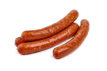 smoked sausages isolated on white background.