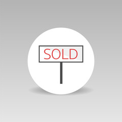 Sold plate round vector icon Flat design