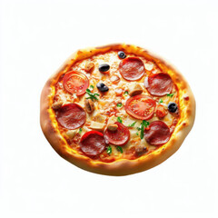 Flavorful Pizza Artistry, Realistic Food Illustration, Generative AI