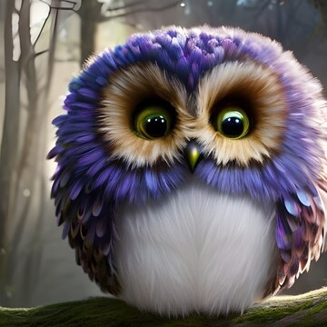 Portrait Of A Purple  Owl