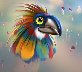 Portrait of a colorful parrot. 3d rendering, 3d illustration