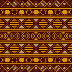 Textile pattern on brown vector background. Seamless ethnic design pattern.