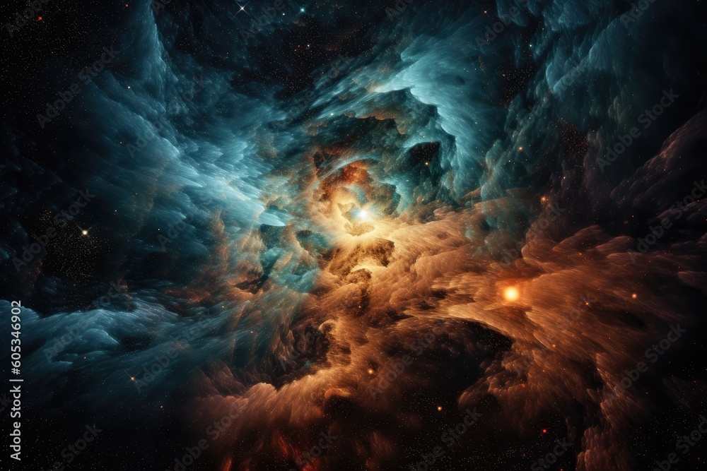 Wall mural galactic swirl of nebulae, with clusters and waves of stars, created with generative ai