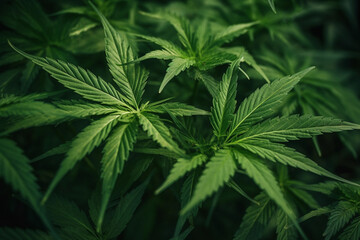 Fototapeta na wymiar Marijuana cannabis leaf weed background. Generative AI