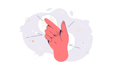 Finger pointer, hand direction concept. Hand cursor vector, finger press, click, isolated vector illustration. Diverse nationality. For website and mobile app