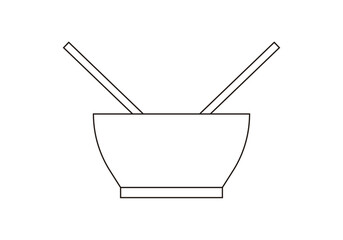 Bol de comida con palillos chinos o japoneses. 