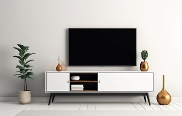 minimal wooden interior room with a television