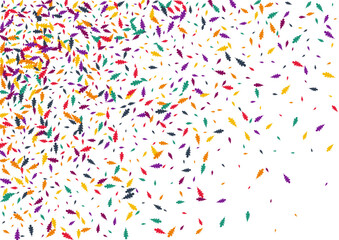 Obraz premium Green Foliage Vector White Background. Orange Leaf Chaotic Design. Floral Confetti Pattern. Bright Foliage Illustration.