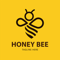 modern bee honey line logo design.