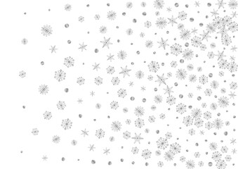 Metal Snow Background White Vector. Flake Xmas Texture. Luminous Dot Flying. Grey Happy Card.