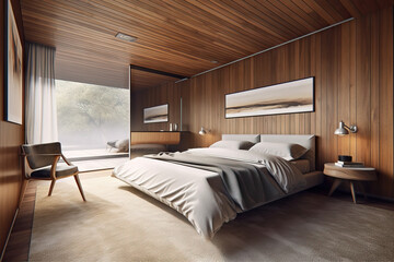 Modern contemporary loft style bedroom. Generative AI