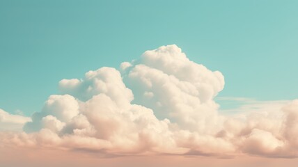 Beautiful sky on colorful gentle light day background. Sunny and fluffy clouds with pastel tone and idyllic pale blue and beige color backdrop. Picturesque - obrazy, fototapety, plakaty