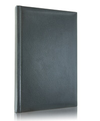 Black empty leather book isolated with reflect floor for mockup