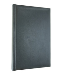 Black empty leather book isolated with clipping path for mockup