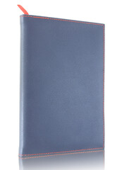 Blue empty leather book isolated with reflect floor for mockup