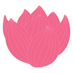 Lotus, water lily flower hand drawn illustration. Line art, drawing style design, isolated vector. Mid Autumn Festival floral, botanical element, beautiful Asian flora, blossom, bloom, plant