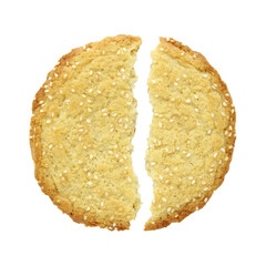 broken sesame cookies isolated with clipping path
