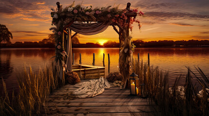 Boho-style sunset on the lake
