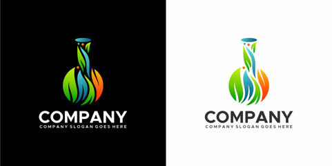 Colorful laboratory glass with plant logo