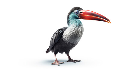 Obraz premium exotic colorful bird of the toucan family isolated on white background, generated by AI