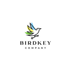 colorful bird holding key logo icon vector template