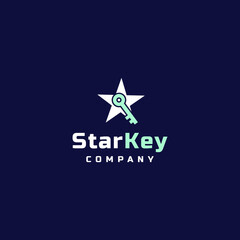 star with key logo icon vector template