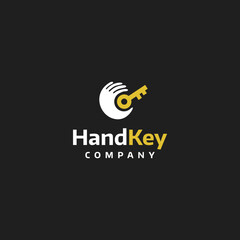 hand holding key logo icon vector template
