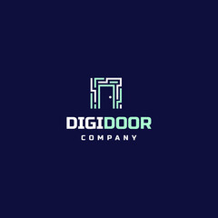 digital door technology logo icon vector template