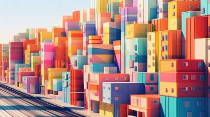Colorful urban architectural complex