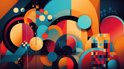 Abstract background with vibrant colors and geometric shapes. Generative AI