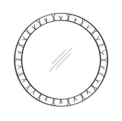 Mirror frames in doodle style. Vintage image frame han drawn labels.