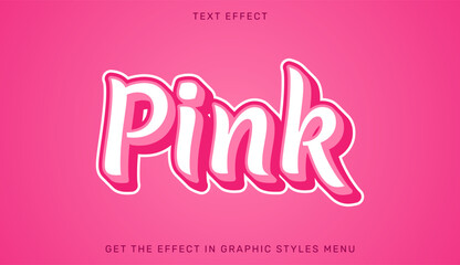 Pink editable text effect in 3d style. Suitable for brand or business logo