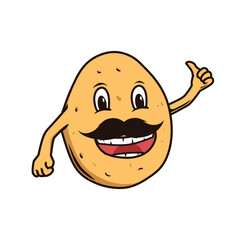 Potato character design with mustache