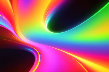 abstract fluid iridescent holographic curved wave in motion colorful  3d render gradient design background, Generative AI