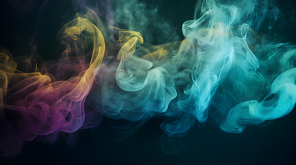 Fototapeta na wymiar Beautiful motion colorful smoke isolated on black background. Generative AI.