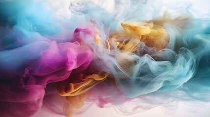 Motion colorful smoke isolated on white background. Fancy dream cloud of ink created with AI generated technology
