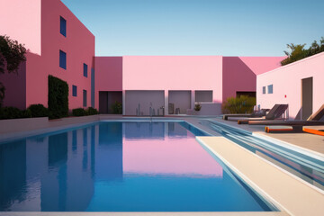 Fototapeta premium Swimming pool of a modern villa in Southern Europe.