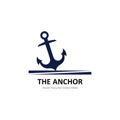 marine retro emblems logo with anchor, anchor logo - vector