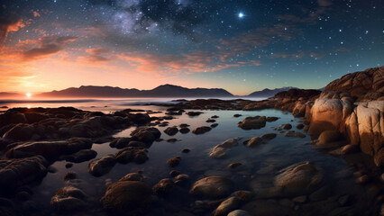 Coastal Nightfall : Generative AI